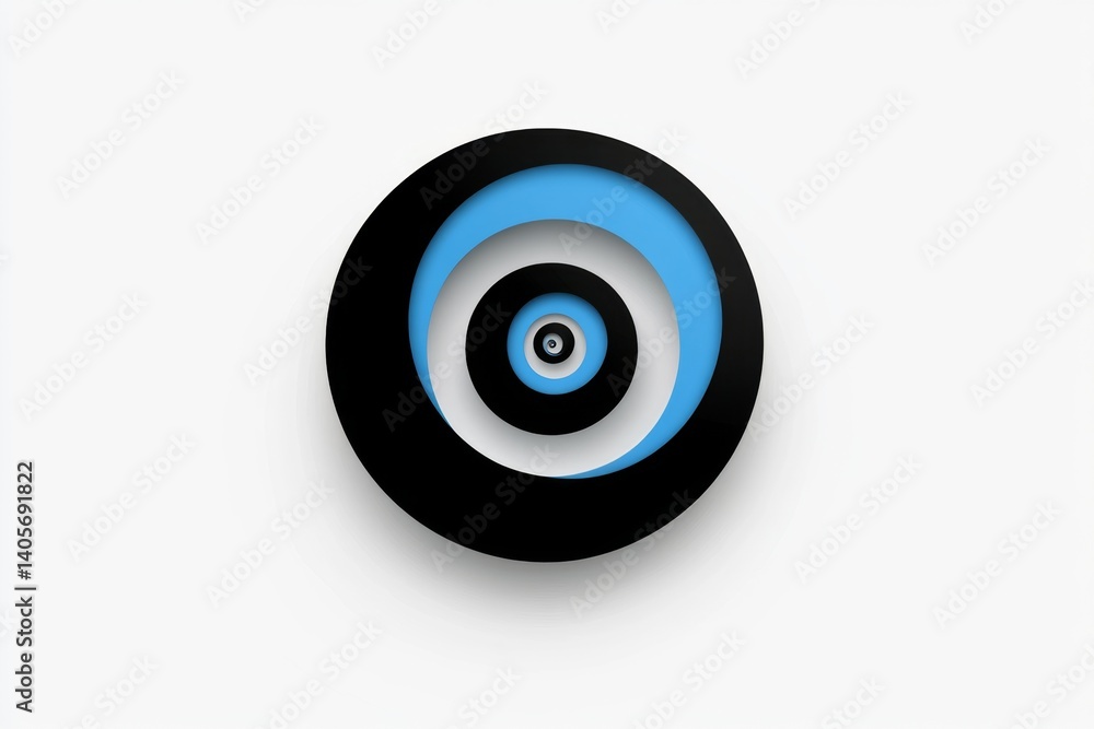 Layered concentric circles, black and light blue, minimalist design Layered concentric circles, black and light blue, minimalist design
