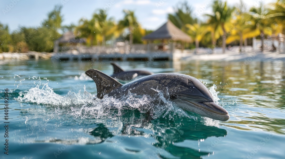 Fototapeta premium Generic Dolphin Playing View 9it2h2h Tropical Gourmet