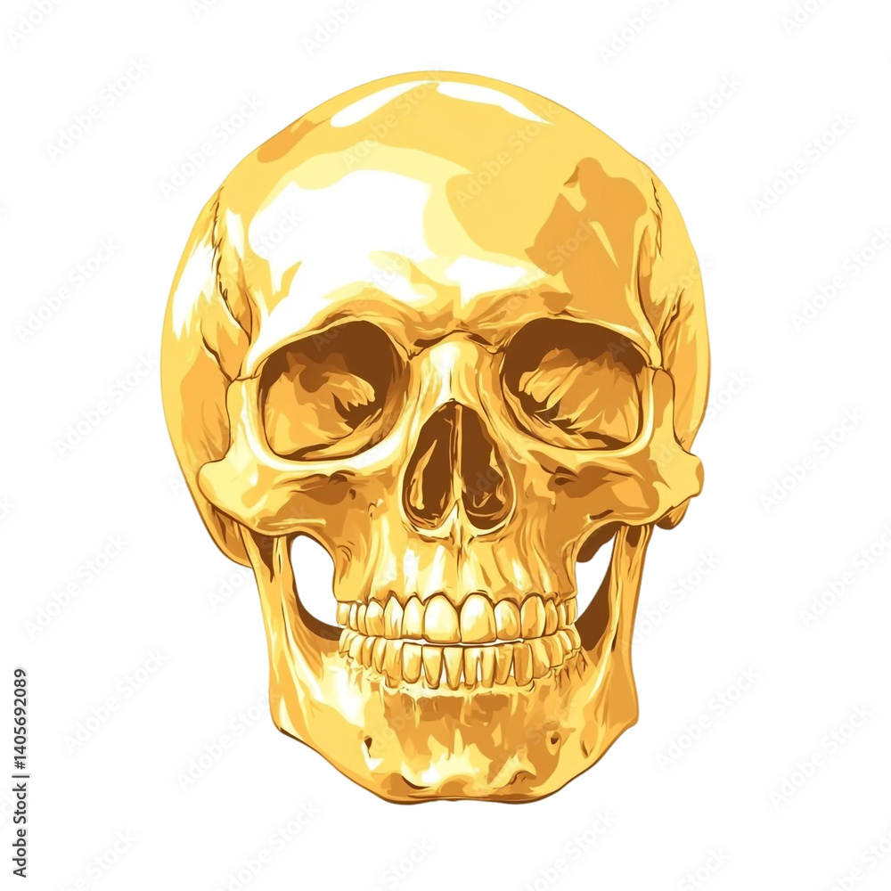 Golden skull gleaming mysteriously captivating death Golden skull gleaming mysteriously captivating death