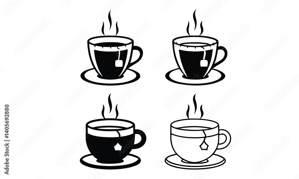 Obraz premium Tea and coffee cup set icon