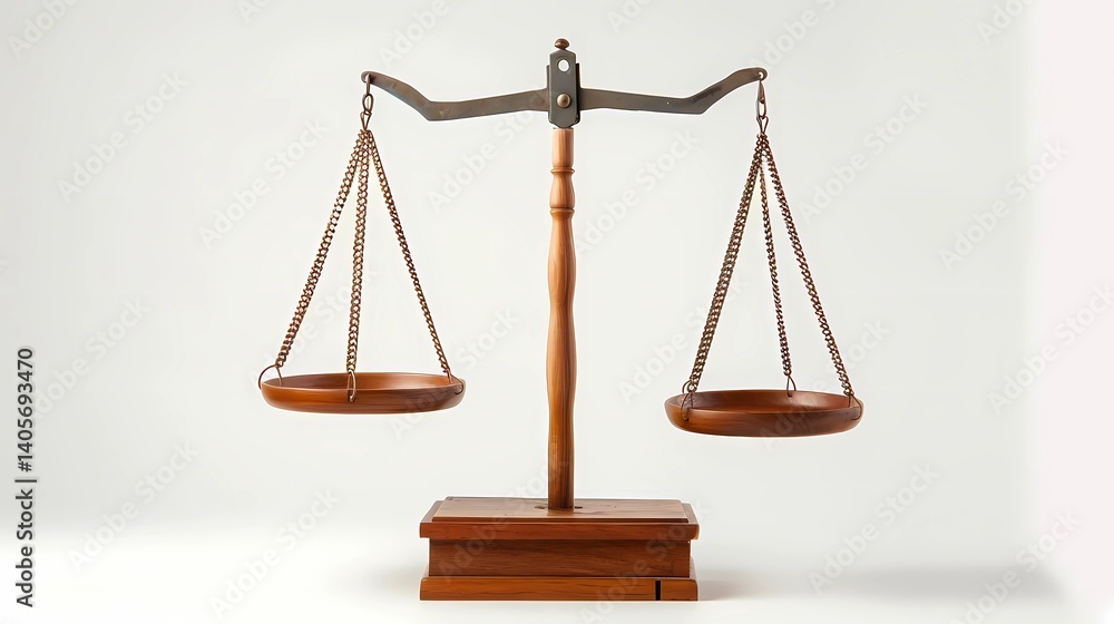 A photo of an unbalanced scale on a plain white background, Generative AI illustrations. A photo of an unbalanced scale on a plain white background, Generative AI illustrations.