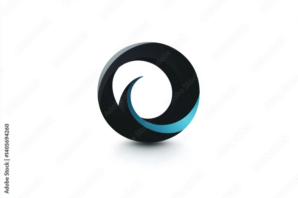 Abstract circle logo with dynamic swirling lines. A modern, minimalist design featuring a dark circle with a light teal accent. The design evokes a sense of motion and fluidity Abstract circle logo with dynamic swirling lines. A modern, minimalist design featuring a dark circle with a light teal accent. The design evokes a sense of motion and fluidity