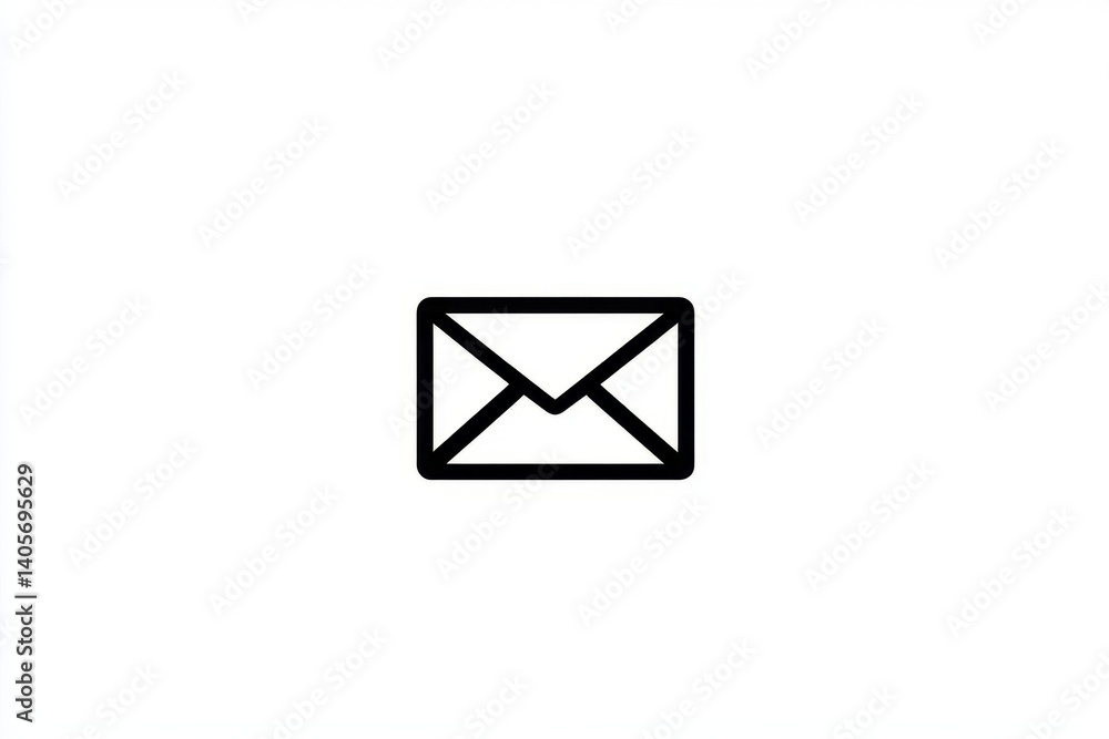 Simple black outline email icon. A basic, minimalist graphic representation of an envelope, suggesting communication Simple black outline email icon. A basic, minimalist graphic representation of an envelope, suggesting communication