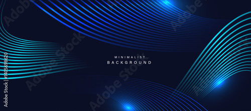 Dark minimalist background with glowing curved lines vector.