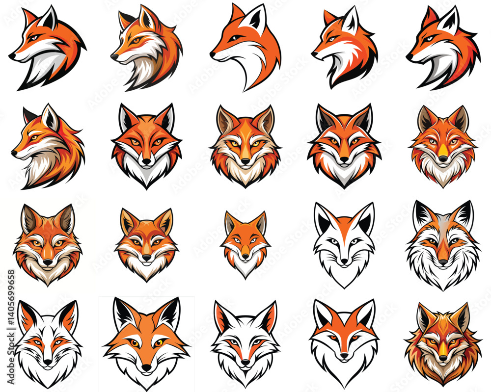 Fox head vector illustration isolated on white background. Fox head vector illustration isolated on white background.
