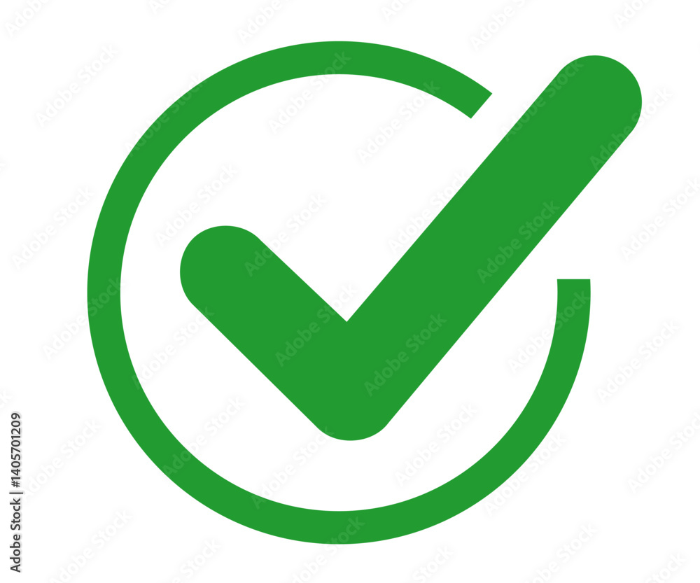 Green check mark icon, approval tick sign Green check mark icon, approval tick sign