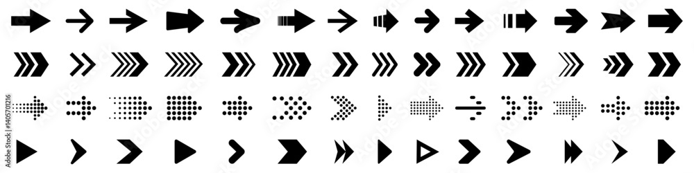 Arrow icon set, arrow cursor collection, different arrow signs, black arrows icons