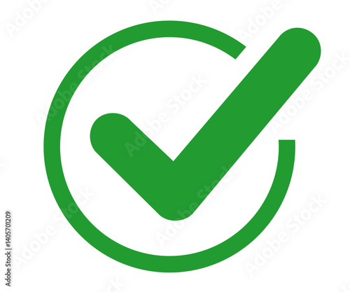 Green check mark icon, approval tick sign
