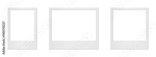 Empty white photo frame. Set realistic photo card frame mockup - vector for stock