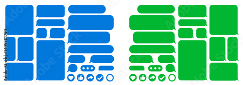 Chatting message smartphone template. Message bubbles. Blank SMS text frame composer. Chat set message template bubbles icons