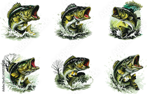 Big bass fish vector  t shirt design