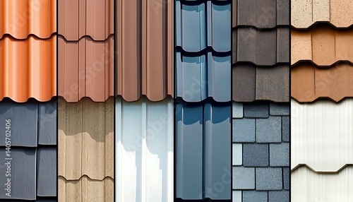 Roofing materials comparison, with side-by-side images of different roofing options such as shingles, tiles, and metal 
