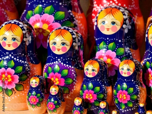 Wallpaper Mural Russian Nesting Dolls, Colorful Display

 Torontodigital.ca