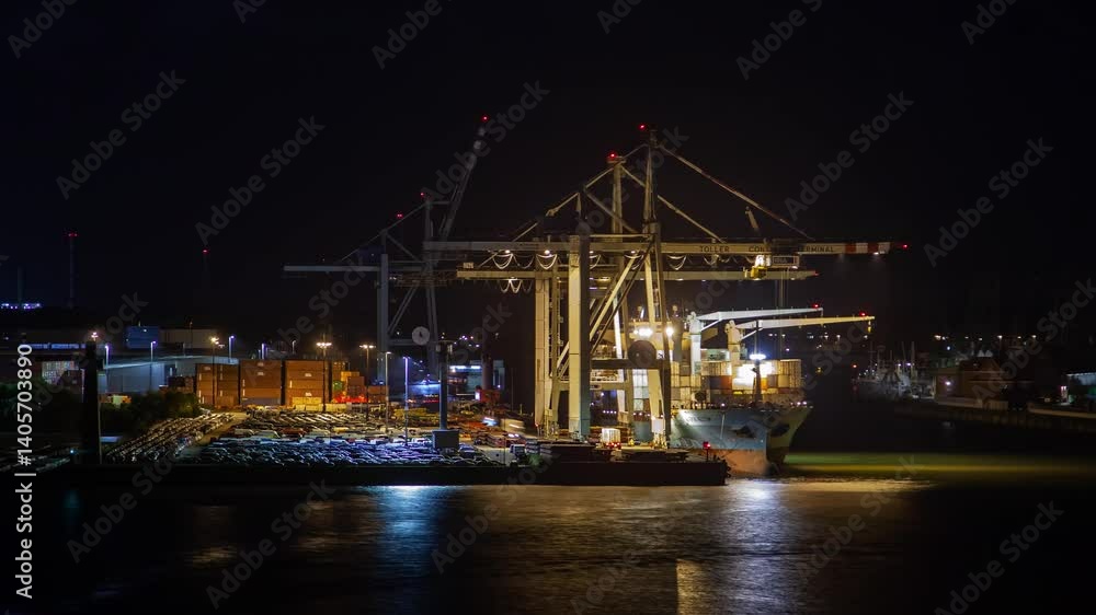 Timelapse View of Hamburg's Cranes and Ships on the Elbe Timelapse View of Hamburg's Cranes and Ships on the Elbe