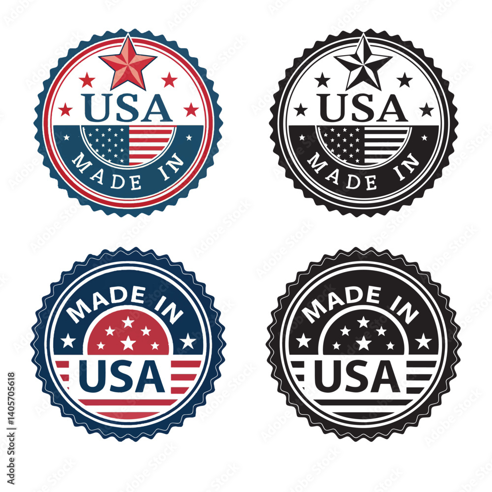Obraz premium Made in USA, Label Stamp Logo, and badge label,american product emblem,Patriotic logo or stamp,