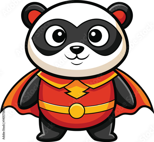 Cute Cartoon Panda Superhero – Colorful Vector Illustration for Kids