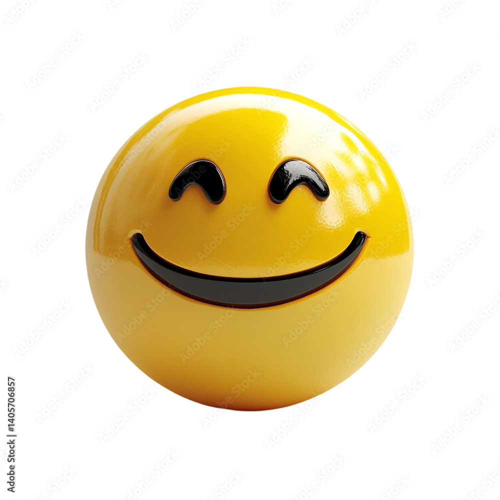 Fototapeta premium Happy emoticon smiling brightly joyful expression cheerful mood