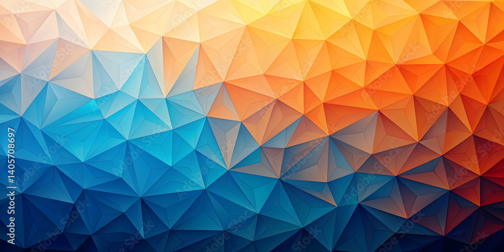 Obraz premium Polygonal pattern with a gradient shift from blue to orange