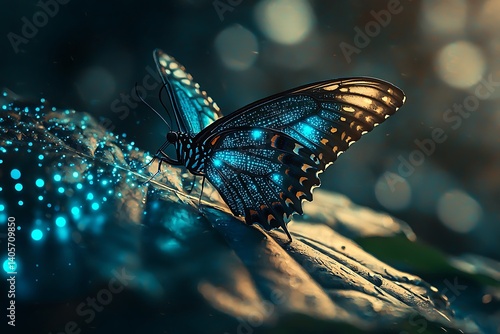 Luminescent Butterfly Digital Art Nature Scene