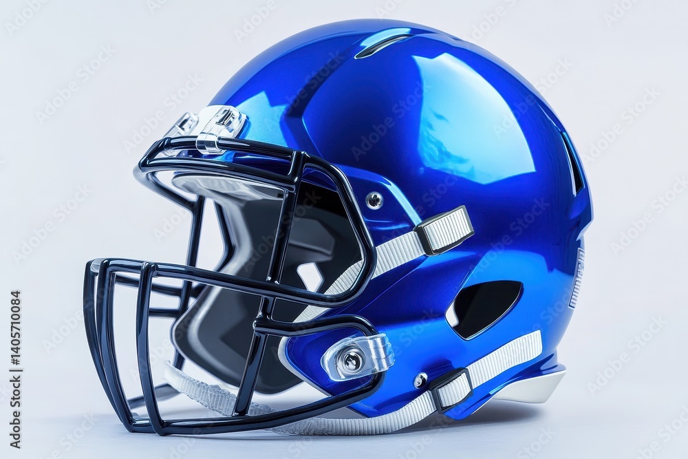 Fototapeta premium Vibrant Blue Football Helmet: Essential Gear for Safe American Sports