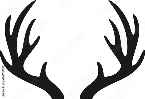 Vector Antlers Icon – Deer Horns Silhouette Symbol