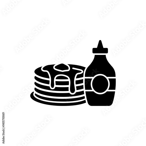 Stack of Pancakes with Syrup Bottle and Delivery Symbol