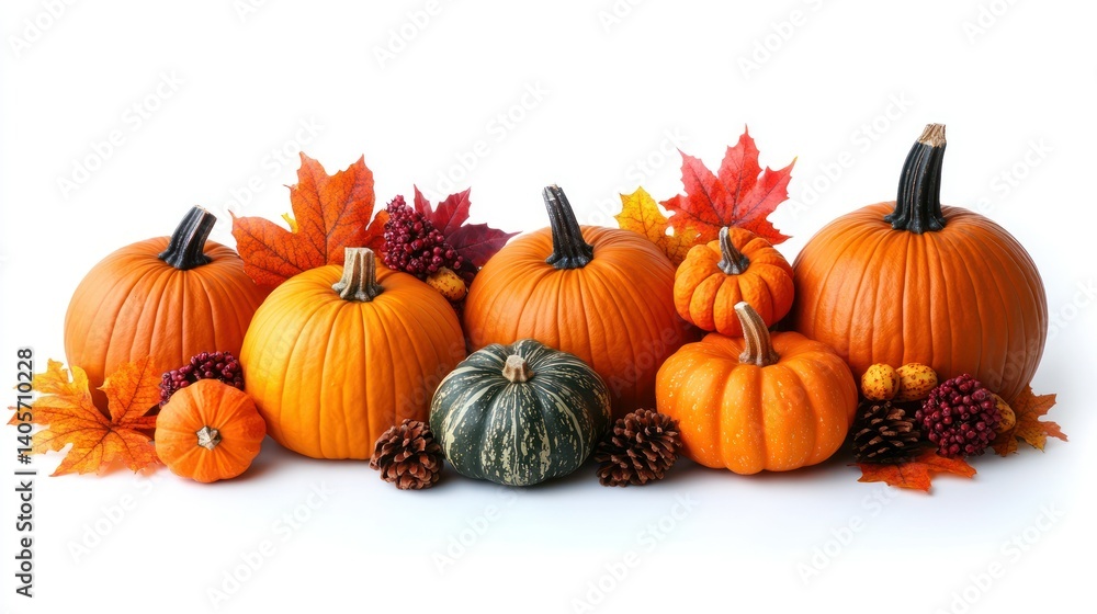 Autumn pumpkins and fall leaves Autumn pumpkins and fall leaves