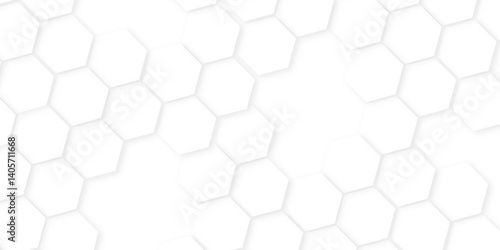 Abstract hexagon background,Minimal white hexagonal hexagon modern technology,abstract geometric science and mosaic tile with template texture background.white and gray hexagon honeycomb geometric cop