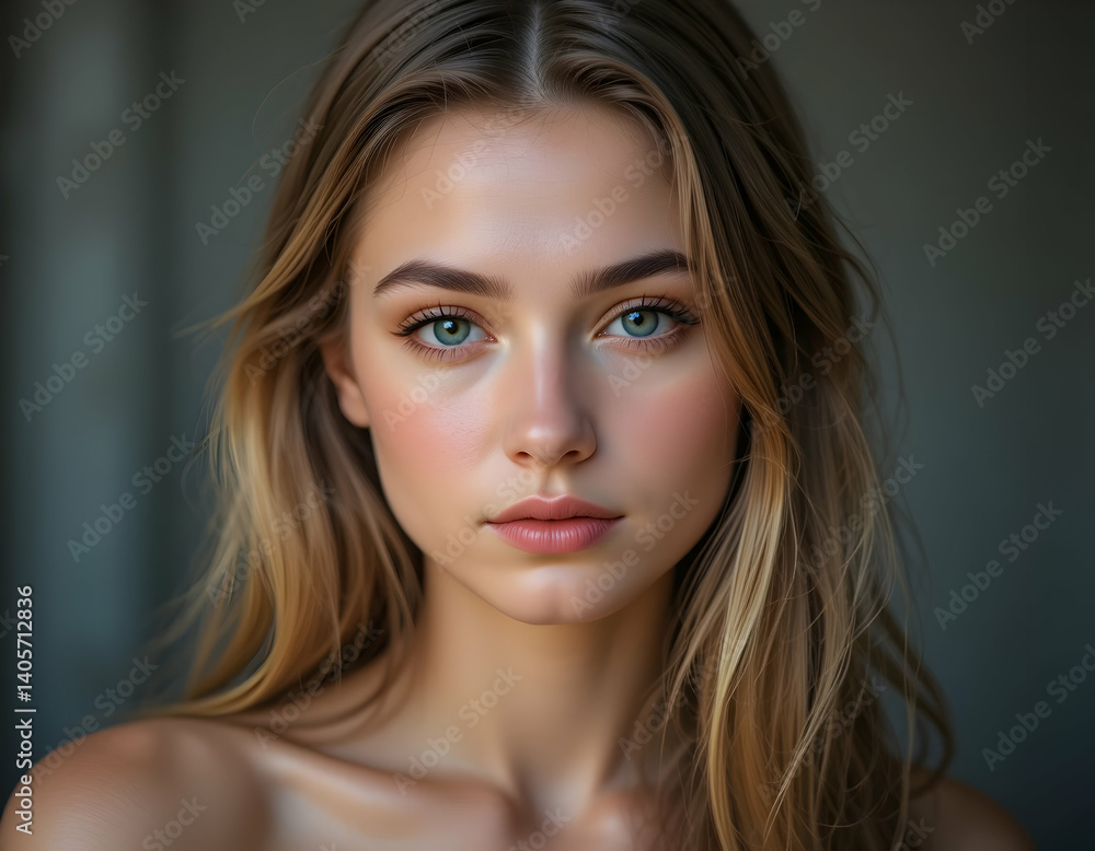 Portrait of a Woman with Blonde Hair and Blue Eyes Portrait of a Woman with Blonde Hair and Blue Eyes