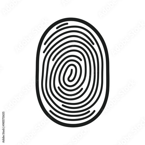 Fingerprint Id Outline Icon on Transparent Background, Biometric Identification