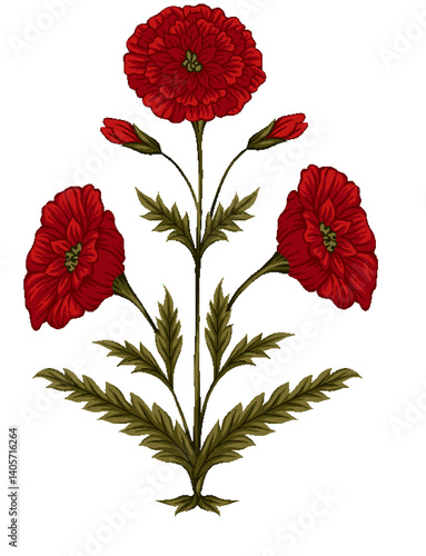set of flowers flower, nature, floral, poppy, plant, flowers, vector, spring, summer, red, leaf, rose, pattern,