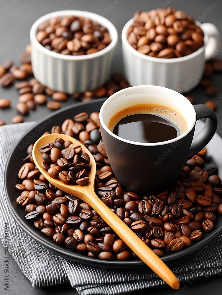 Fototapeta premium Coffee Beans & Espresso Shot