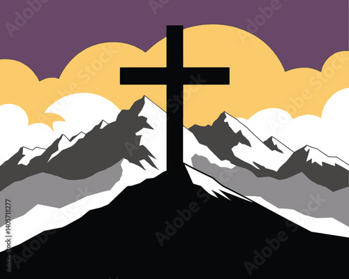 Good friday cross symbol with nature vector illustration