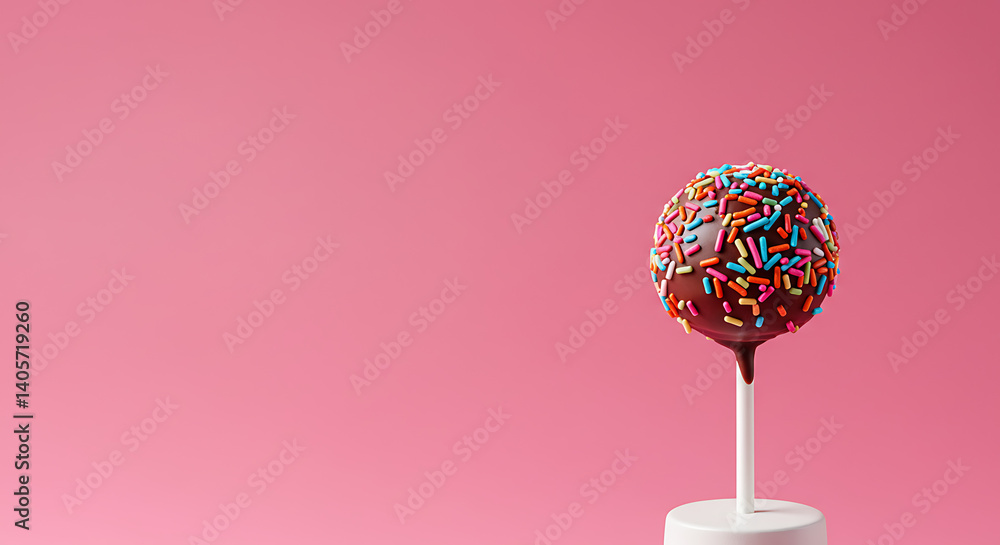 Pink Delight: Chocolate Cake Pop with Rainbow Sprinkles AI Generated Pink Delight: Chocolate Cake Pop with Rainbow Sprinkles AI Generated