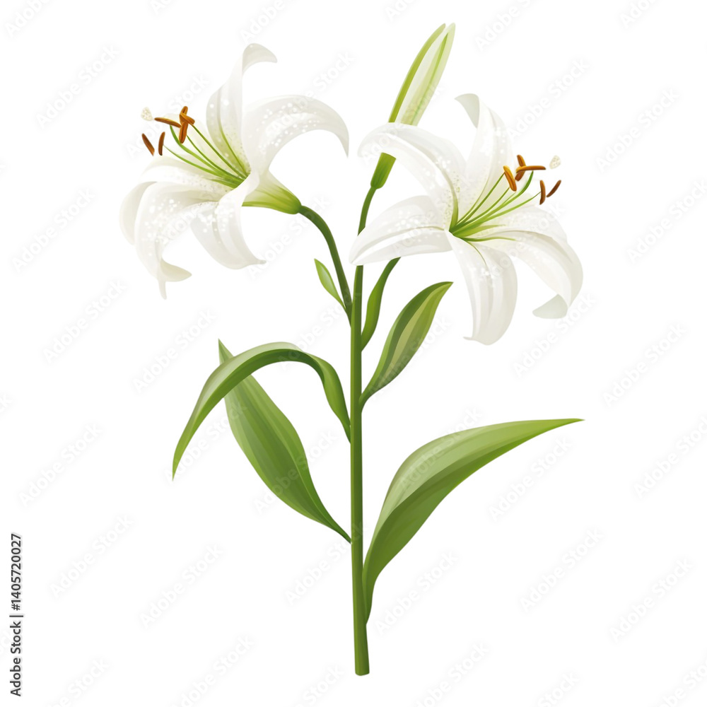 Naklejka premium Elegant white lilies blooming beautifully serene and peaceful nature