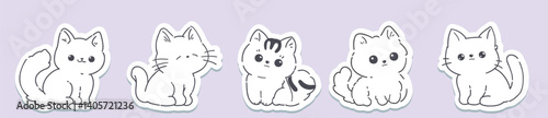 A set of vector stickers with incredibly cute and touching images of kittens. These fluffy creatures will add coziness, warmth and positivity to your messages and creative projects.