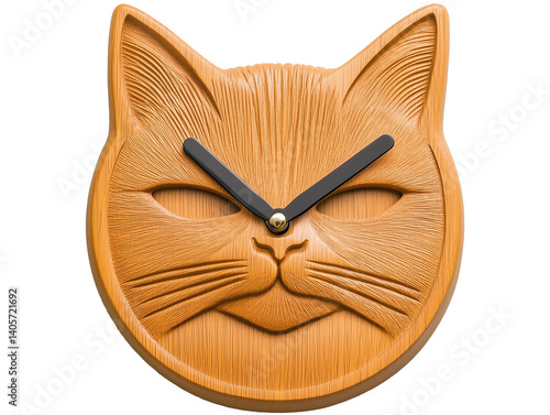 Wooden Cat Face Wall Clock