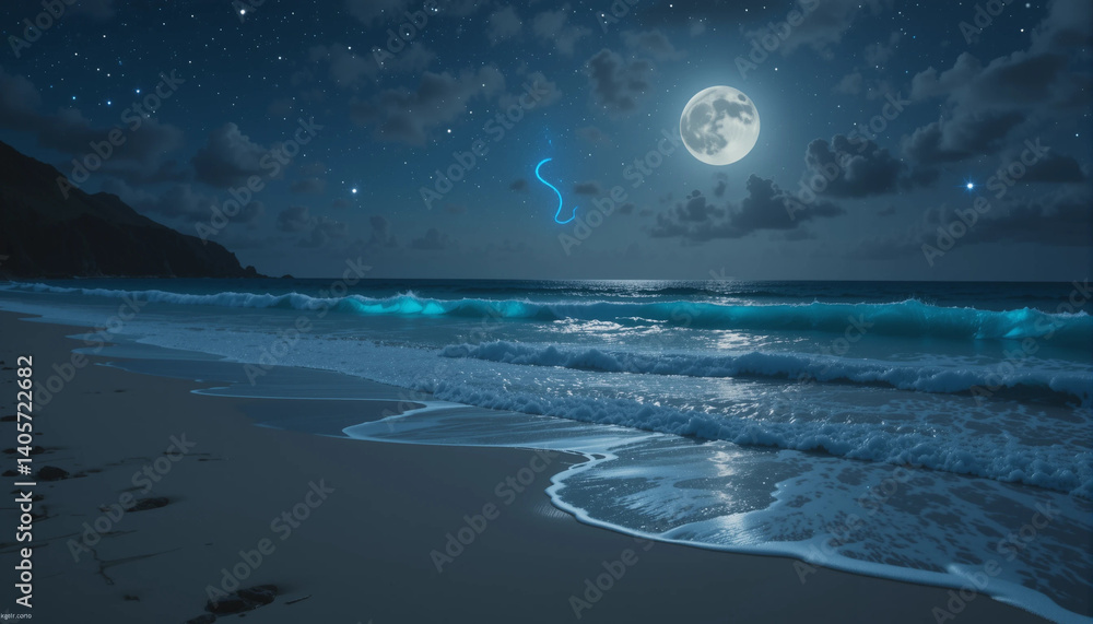 Fototapeta premium full moon over the sea