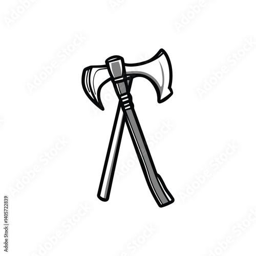 Isolated Crossed Axes with Gray Accents on Transparent Background