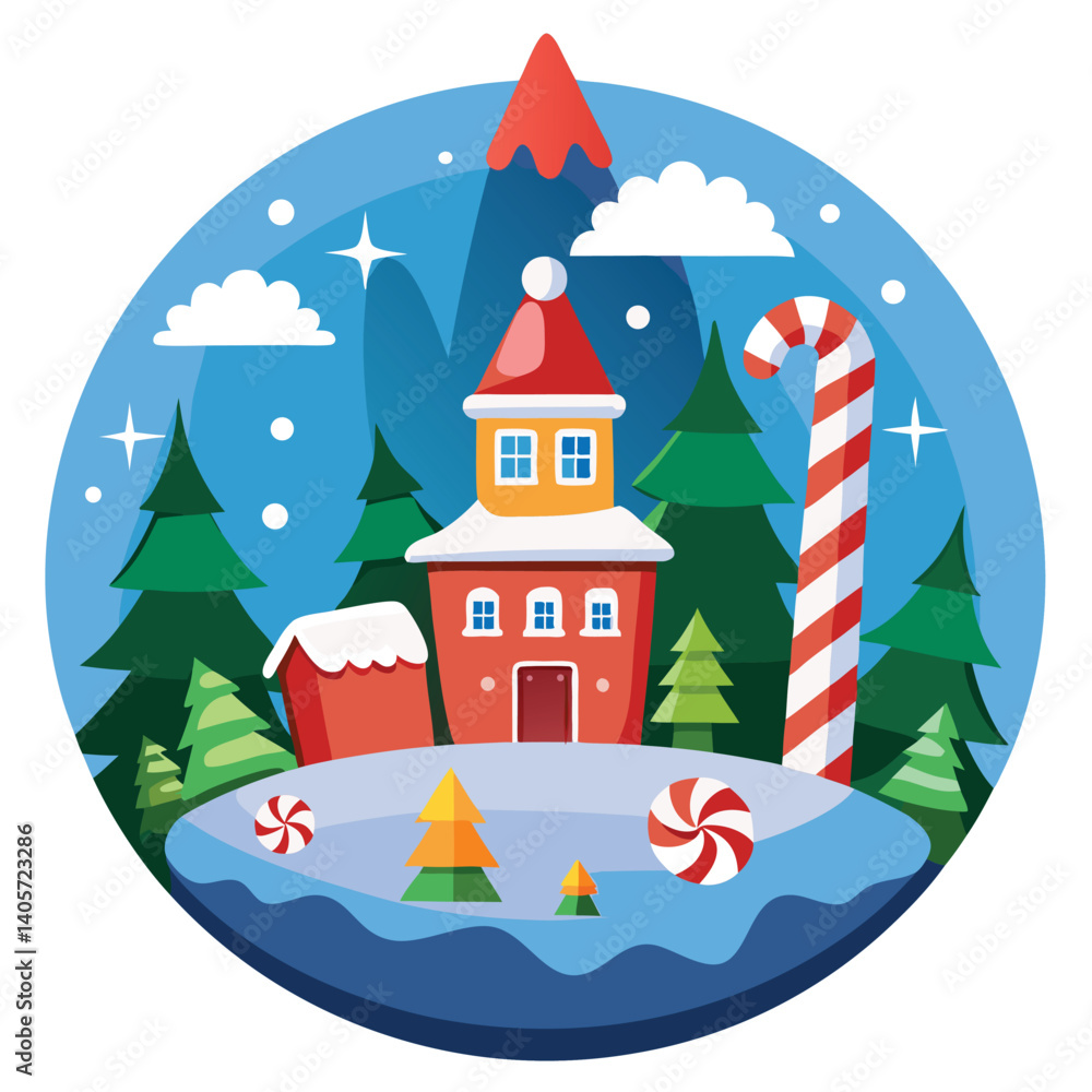 Obraz premium Christmas North Pole clipart on white background