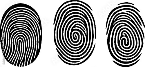 Fingerprints icon set vector isolated. Fingerprint, biometric, identity icon set. 
