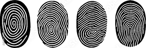 Fingerprints icon set vector isolated. Fingerprint, biometric, identity icon set. 