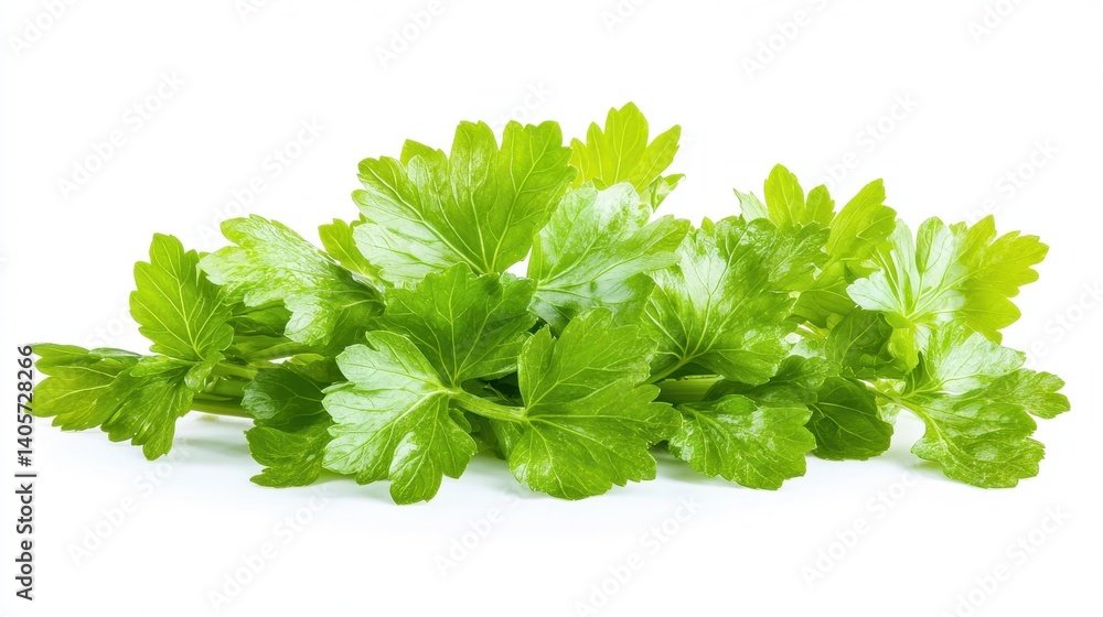 Fresh Chinese Celery Leaves Isolated on Crisp White Background for Vibrant Vegetarian Cuisine Fresh Chinese Celery Leaves Isolated on Crisp White Background for Vibrant Vegetarian Cuisine