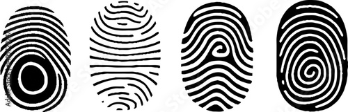 Fingerprints icon set vector isolated. Fingerprint, biometric, identity icon set. 