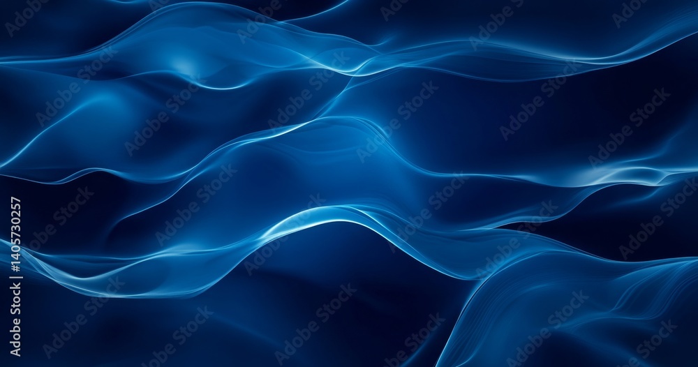 Flowing Blue Waves on Dark Background Flowing Blue Waves on Dark Background