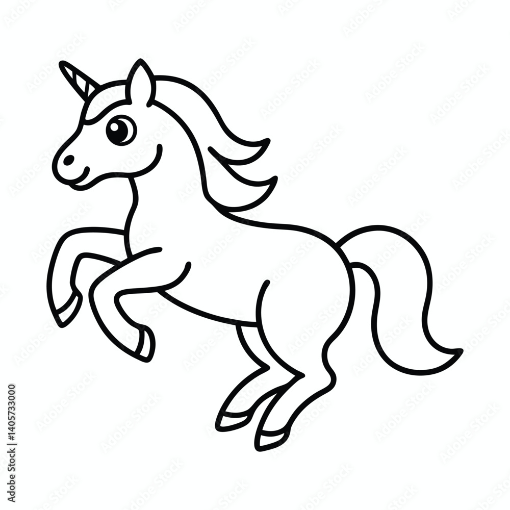 Fototapeta premium magical cute unicorn line art vector outline and drawing for children to learn to color according to the picture