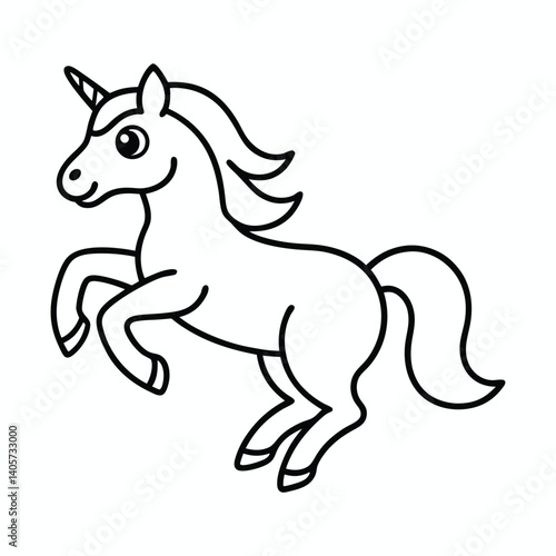 magical cute unicorn line art vector outline and drawing for children to learn to color according to the picture
