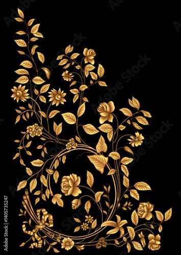 gold, pattern, ornament, frame, vintage, design, floral, decoration, art, vector, flower, antique, element, border, illustration