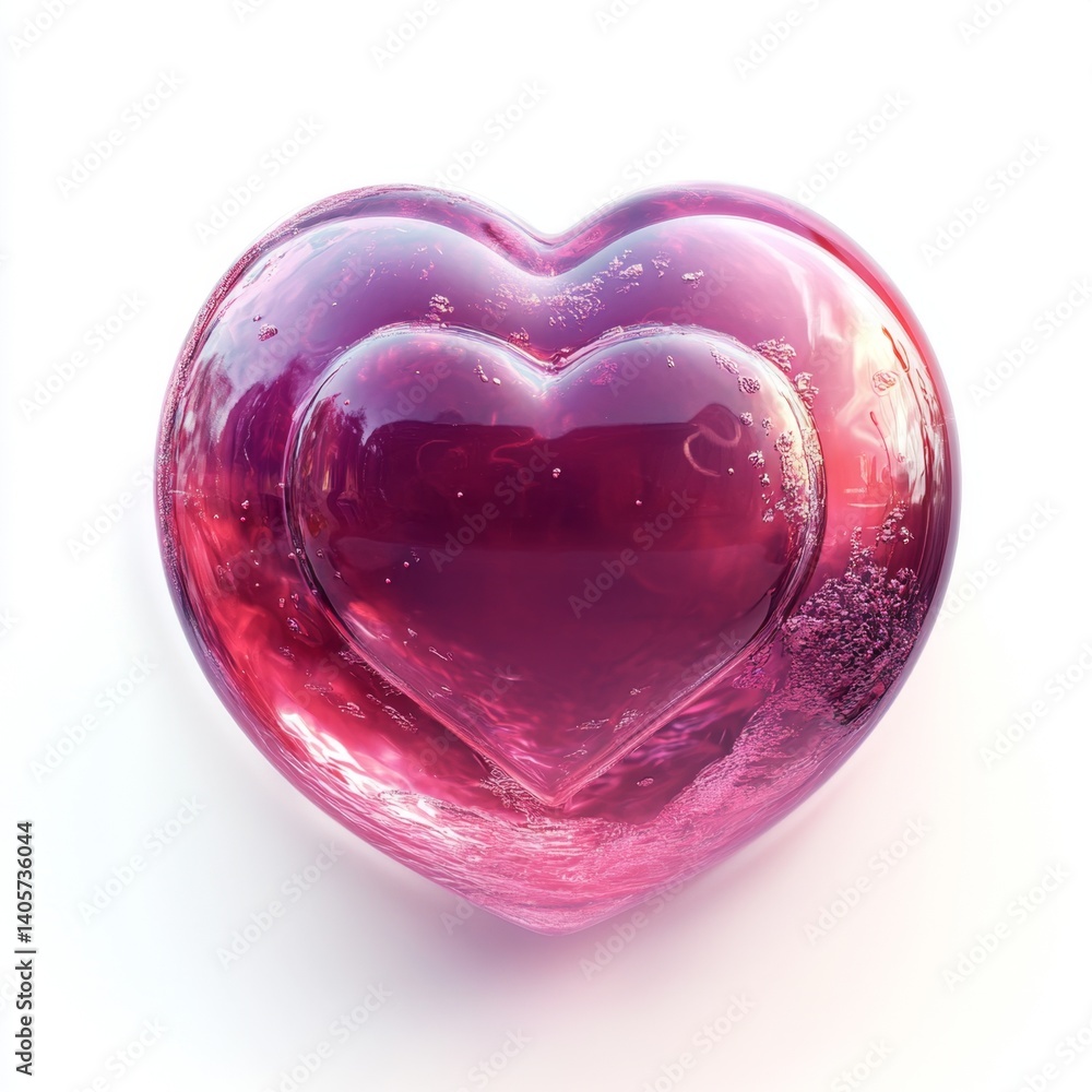A translucent, vibrant pink heart, seemingly glass or crystal A translucent, vibrant pink heart, seemingly glass or crystal