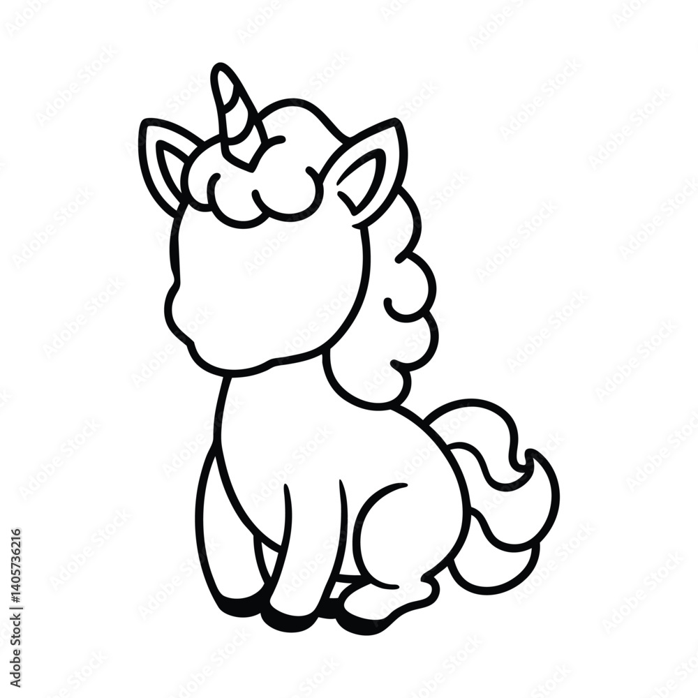 Simple cute Unicorn Line art vector and Fantasy Line Sketch Design Simple cute Unicorn Line art vector and Fantasy Line Sketch Design